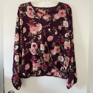 Belle Tweed purple floral long sleeve shirt